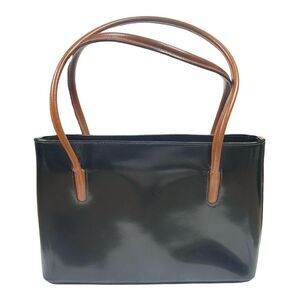 Simone Firenze Handmade Black & Brown Genuine Leather Handbag - 11” x 8” x 4”